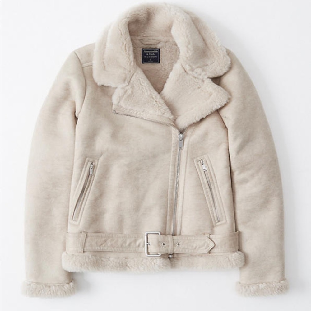 Abercrombie NWOT faux shearling MOTO jacket